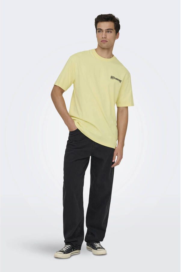 ONLY & SONS relaxed T-shirt met backprint geel - Foto 2