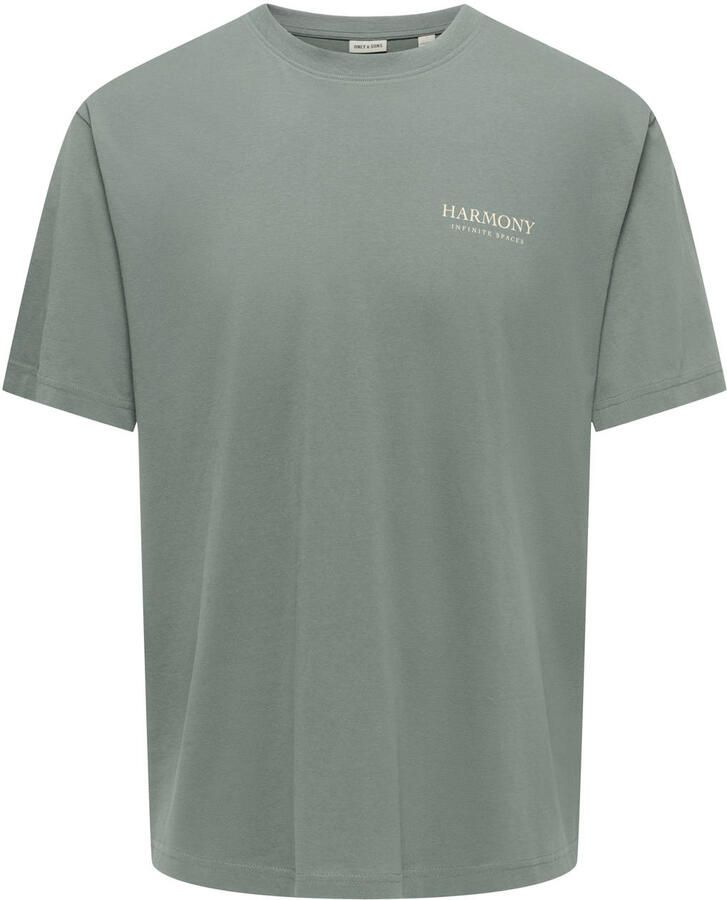 ONLY & SONS relaxed T-shirt met backprint groen