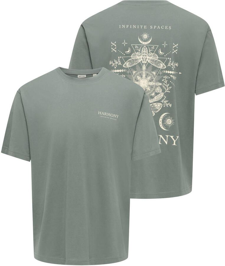 ONLY & SONS relaxed T-shirt met backprint groen - Foto 2