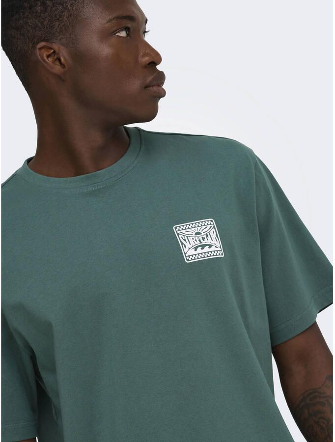 ONLY & SONS relaxed T-shirt met backprint groen - Foto 2