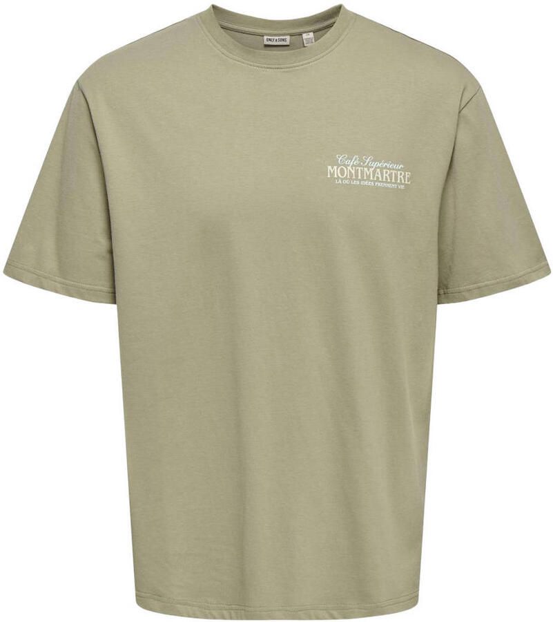 ONLY & SONS relaxed T-shirt met backprint groen