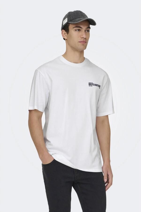 ONLY & SONS relaxed T-shirt met backprint wit