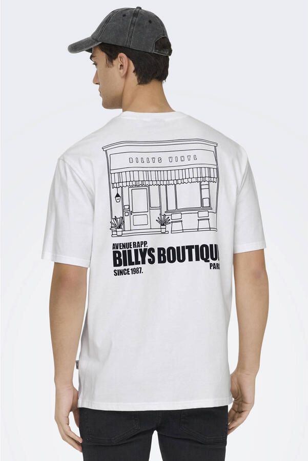 ONLY & SONS relaxed T-shirt met backprint wit - Foto 3