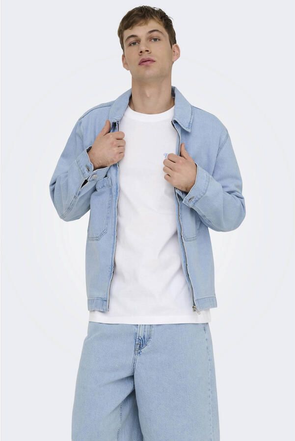 ONLY & SONS relaxed T-shirt met backprint wit