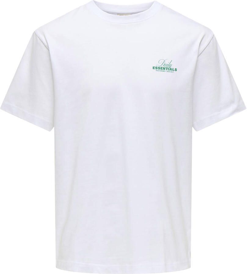 ONLY & SONS relaxed T-shirt met backprint wit