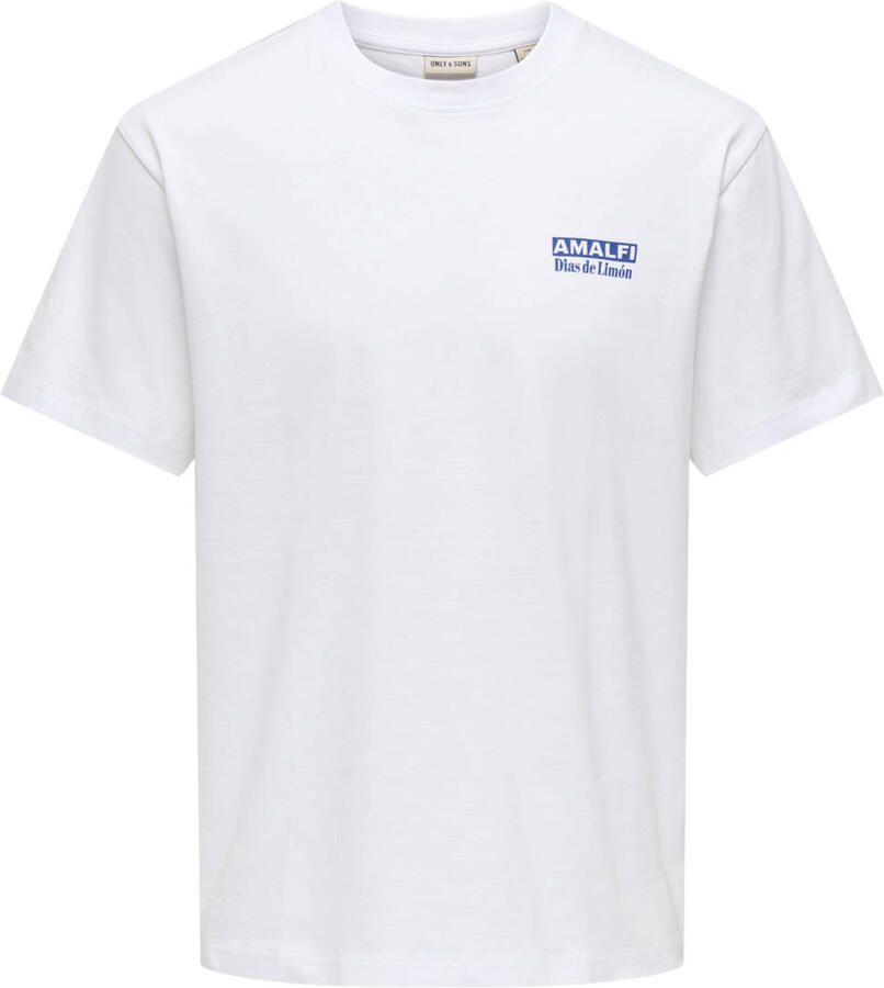 ONLY & SONS relaxed T-shirt met backprint wit