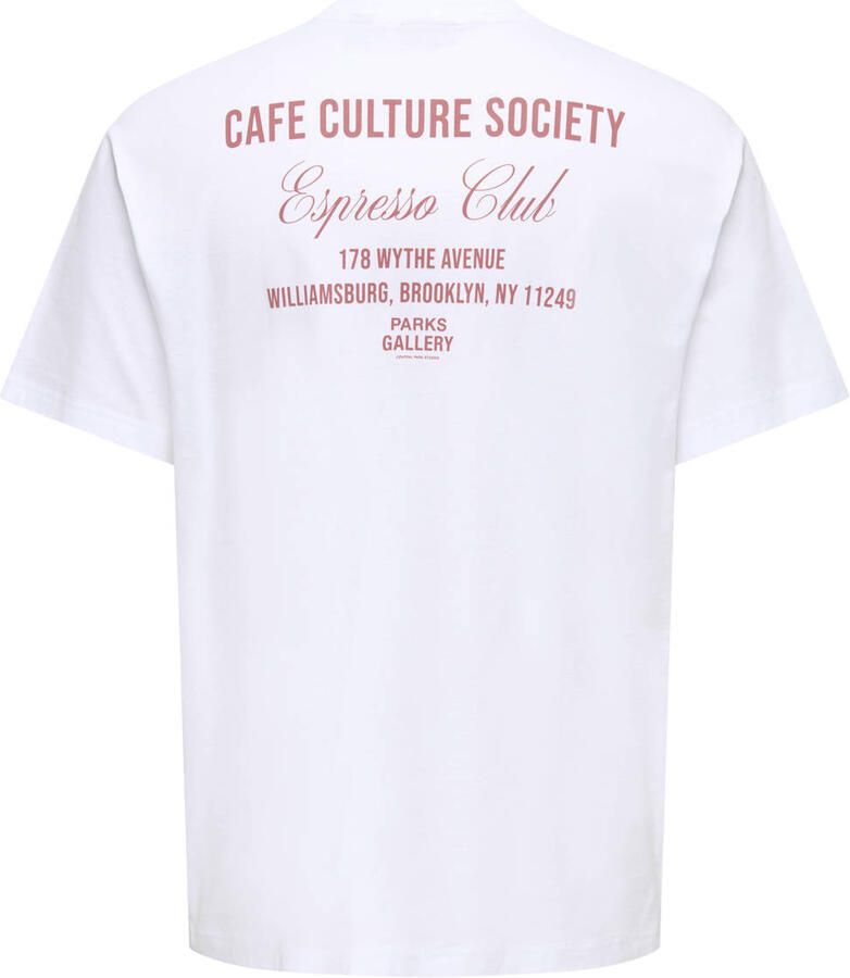 ONLY & SONS relaxed T-shirt met backprint wit - Foto 2