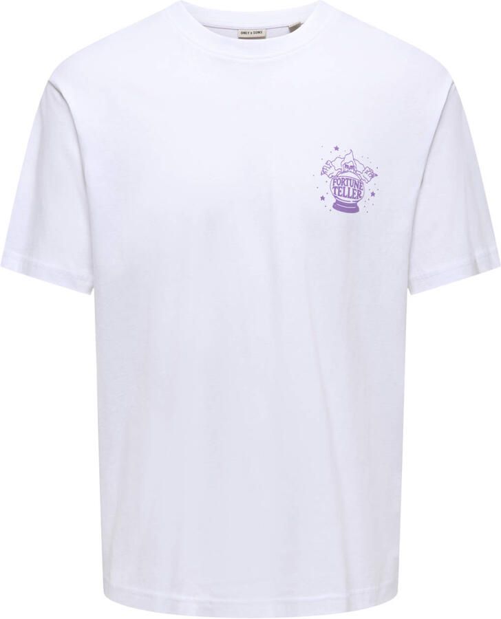 ONLY & SONS relaxed T-shirt met backprint wit