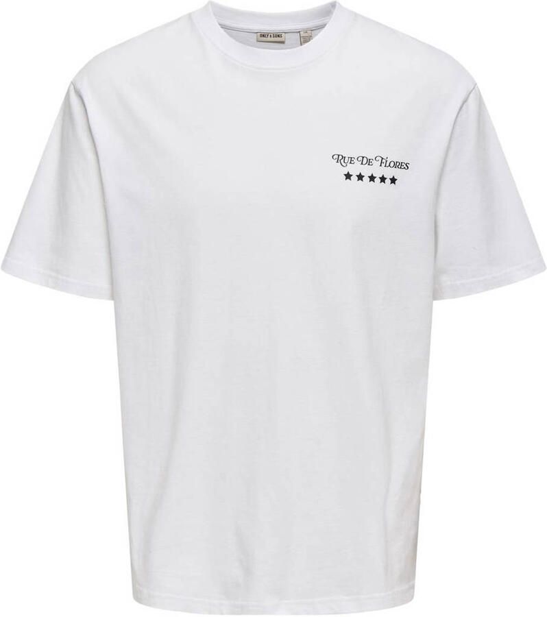 ONLY & SONS relaxed T-shirt met backprint wit