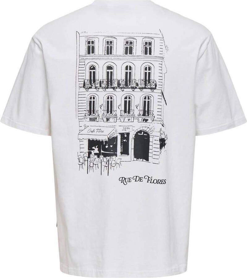 ONLY & SONS relaxed T-shirt met backprint wit - Foto 2