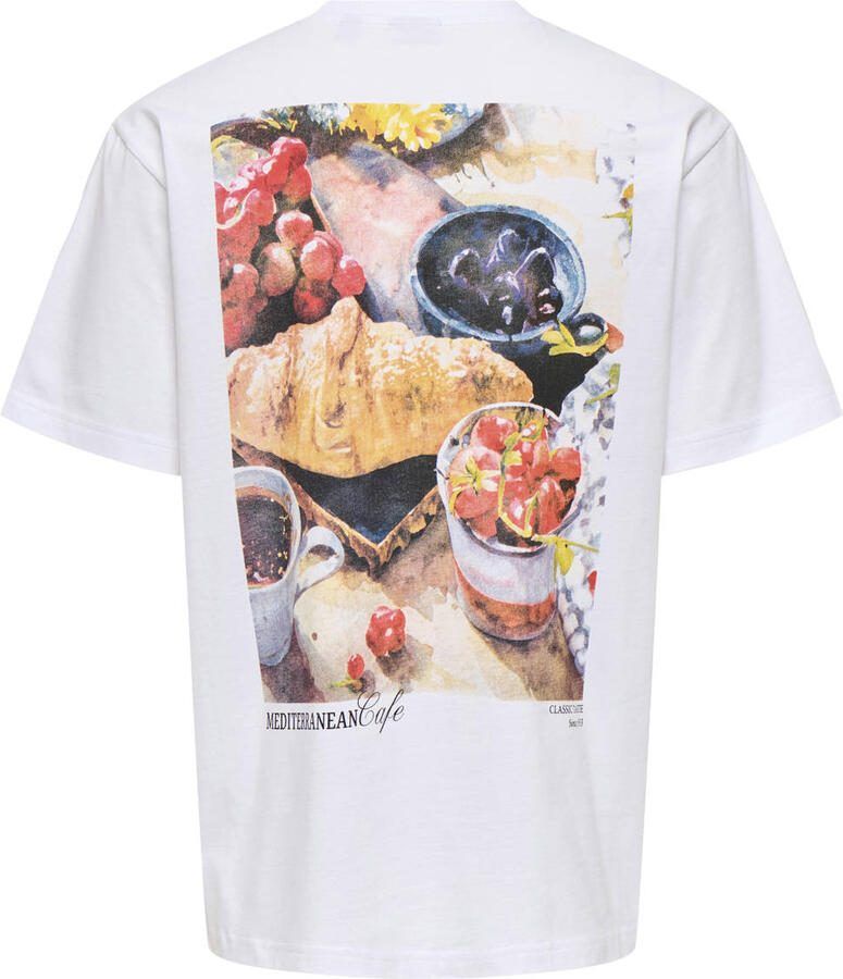 ONLY & SONS relaxed T-shirt met backprint wit - Foto 2