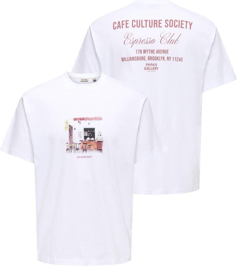 ONLY & SONS relaxed T-shirt met backprint wit - Foto 2