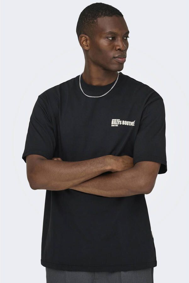 ONLY & SONS relaxed T-shirt met backprint zwart