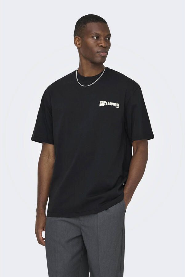 ONLY & SONS relaxed T-shirt met backprint zwart - Foto 2