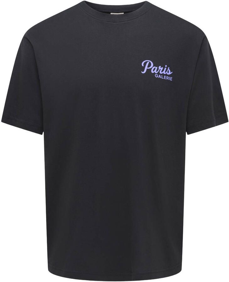 ONLY & SONS relaxed T-shirt met backprint zwart