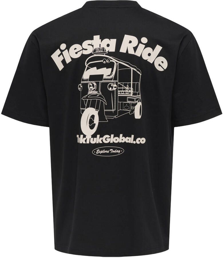 ONLY & SONS relaxed T-shirt met backprint zwart - Foto 2