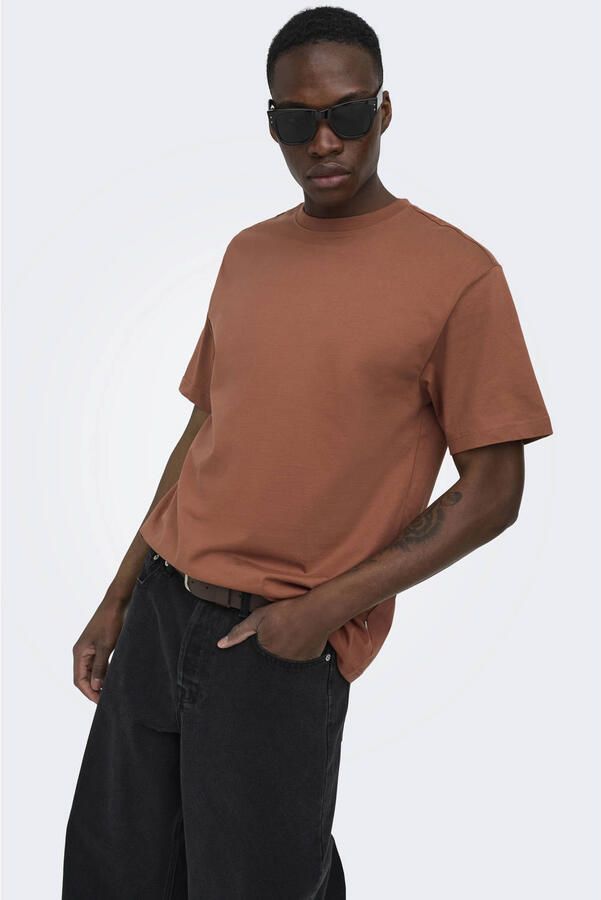 ONLY & SONS relaxed T-shirt roodbruin