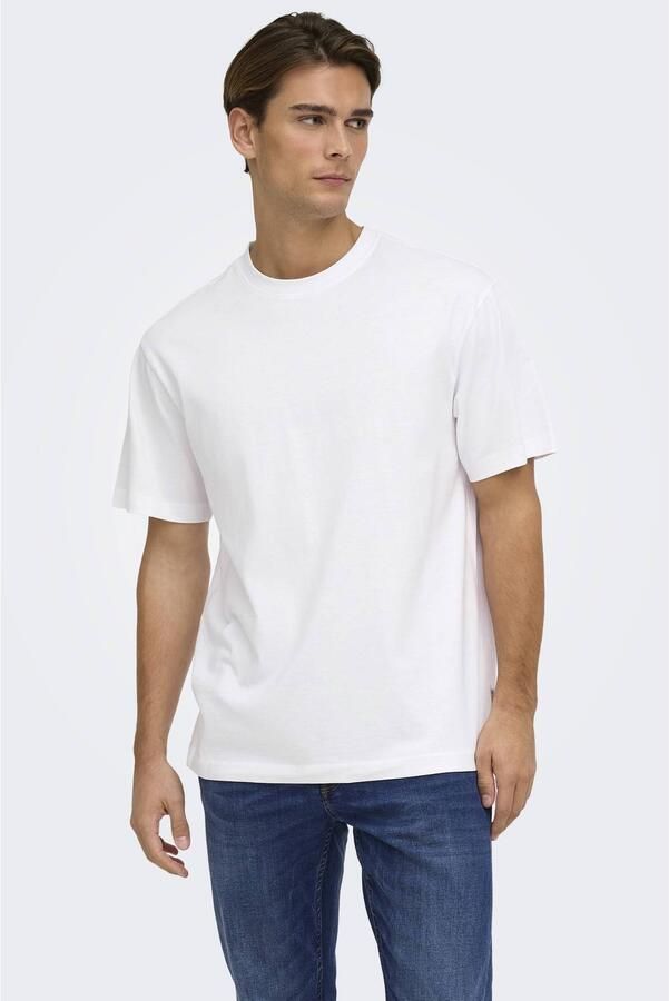 Only & Sons Ontspannen T-shirt met korte mouwen voor mannen White Heren