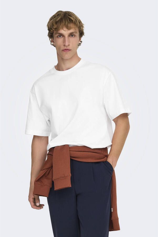 Only & Sons Ontspannen T-shirt met korte mouwen voor mannen White Heren