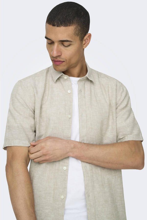 ONLY & SONS Overhemd met korte mouwen ONSCAIDEN SS SOLID LINEN SHIRT NOOS - Foto 2