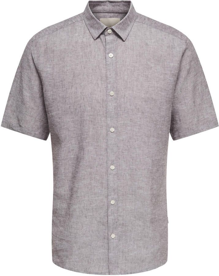 ONLY & SONS slim casual overhemd met linnen