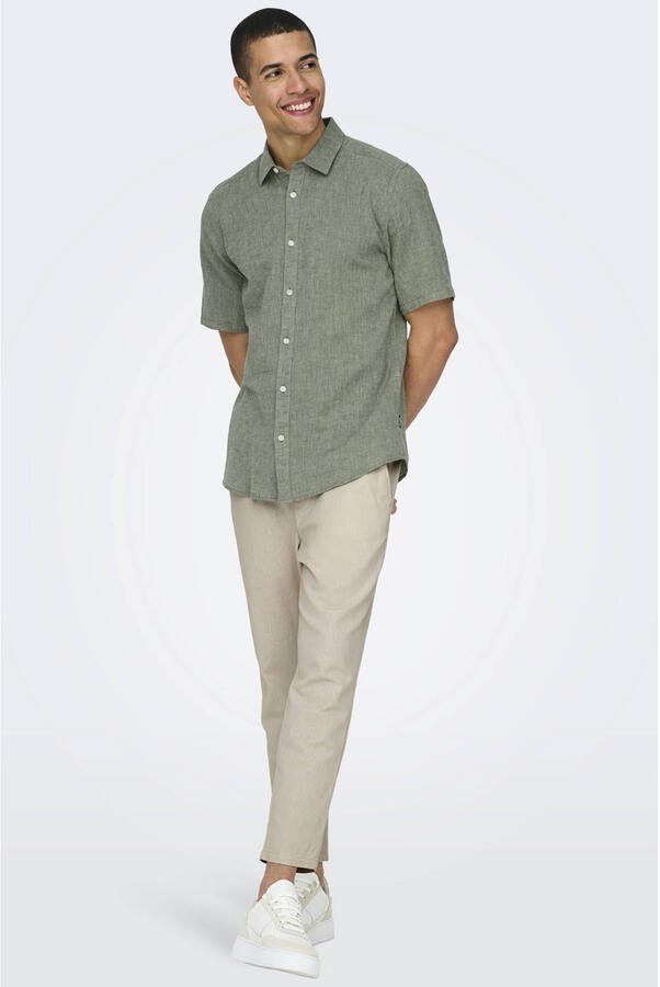 ONLY & SONS Overhemd met korte mouwen ONSCAIDEN SS SOLID LINEN SHIRT NOOS - Foto 2