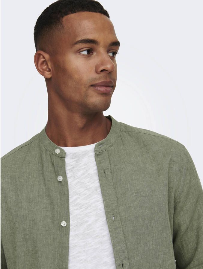 Only & Sons slim fit vrijetijdsoverhemd van mix van katoen en linnen model 'CAIDEN' - Foto 2