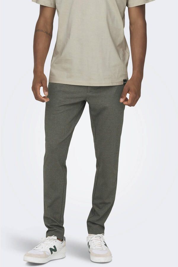 Only & Sons Tapered fit stoffen broek met fijn all-over motief model 'Mark'