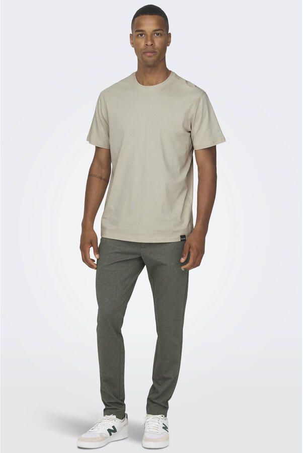 Only & Sons Tapered fit stoffen broek met fijn all-over motief model 'Mark' - Foto 2