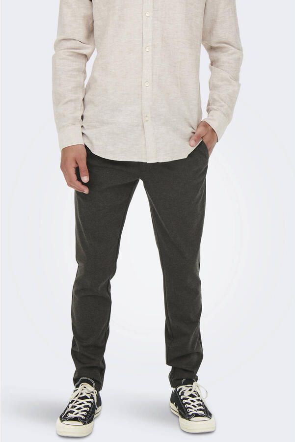 ONLY & SONS gemêleerde tapered fit broek ONSMARK donkergrijs zwart gemeleerd - Foto 3