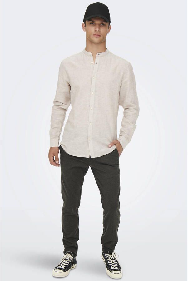 ONLY & SONS gemêleerde tapered fit broek ONSMARK donkergrijs zwart gemeleerd - Foto 2