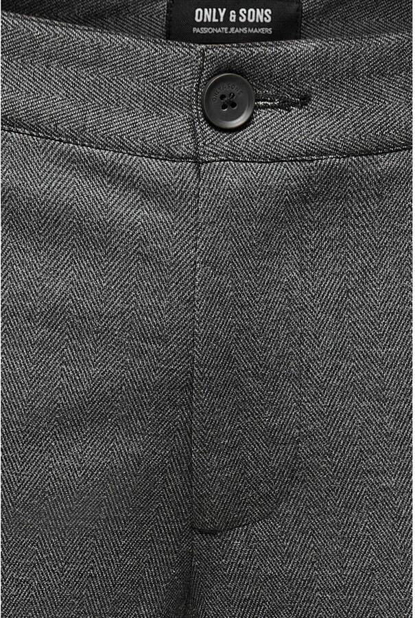 ONLY & SONS gemêleerde tapered fit broek ONSMARK donkergrijs zwart gemeleerd