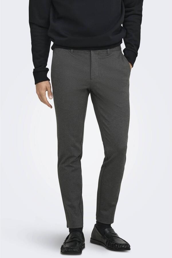 ONLY & SONS gemêleerde tapered fit broek ONSMARK donkergrijs zwart gemeleerd - Foto 3