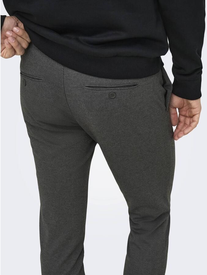 ONLY & SONS gemêleerde tapered fit broek ONSMARK donkergrijs zwart gemeleerd - Foto 2