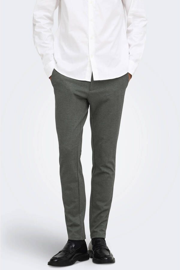 ONLY & SONS slim fit gemêleerde chino donkergroen