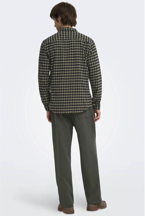 ONLY & SONS slim fit geruit overhemd zwart