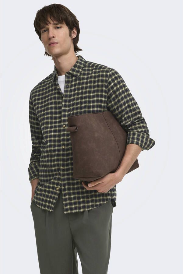 ONLY & SONS slim fit geruit overhemd zwart - Foto 2