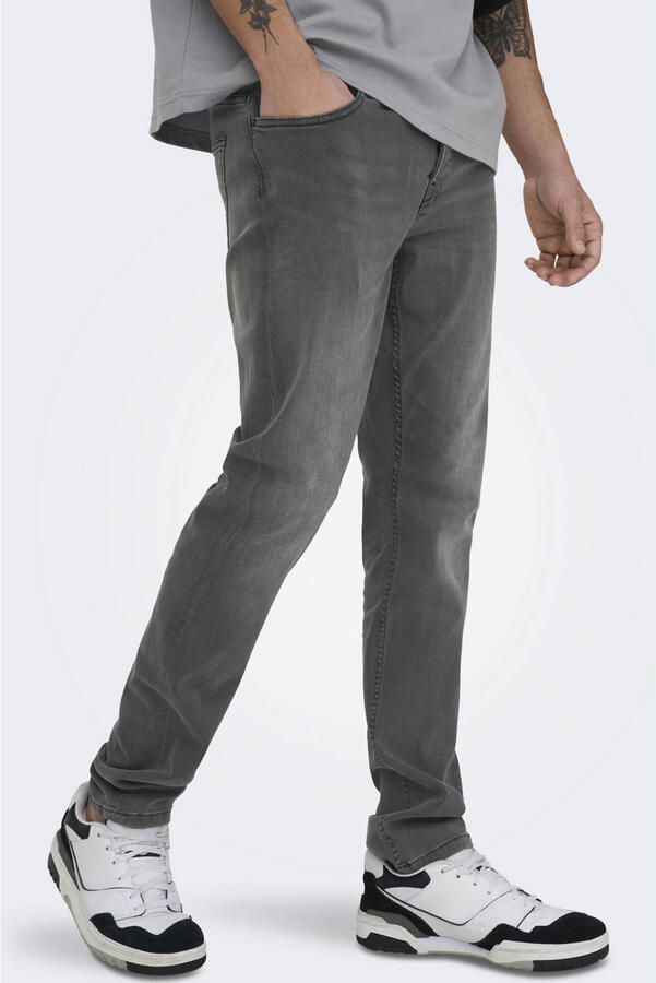 Only & Sons Slim fit jeans Met zwarte wassing loom Black Heren