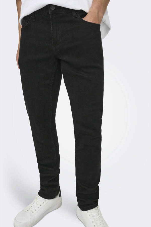 Only & Sons Heren Zwarte Jeans met Ritssluiting en Knoopsluiting Black Heren - Foto 4