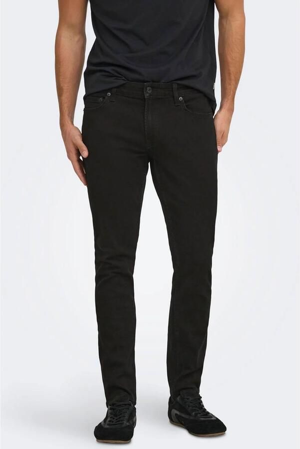 Only & Sons Heren Zwarte Jeans met Ritssluiting en Knoopsluiting Black