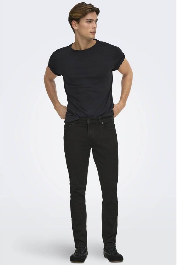 Only & Sons Heren Zwarte Jeans met Ritssluiting en Knoopsluiting Black - Foto 2