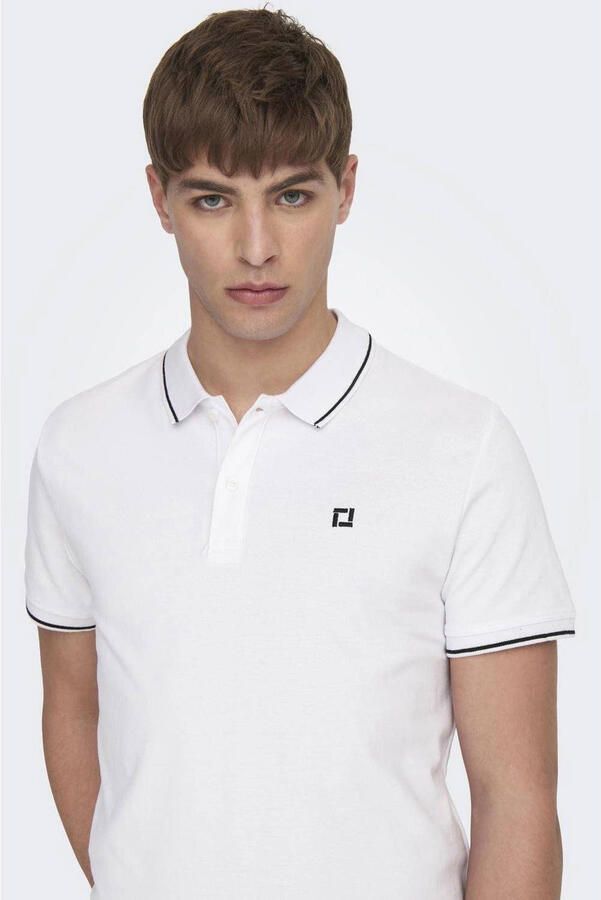 ONLY & SONS slim fit polo ONSFLETCHER met logo bright white - Foto 2
