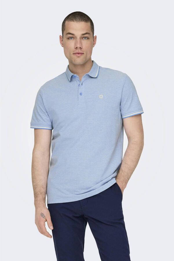 ONLY & SONS slim fit polo ONSFLETCHER met logo marina - Foto 3
