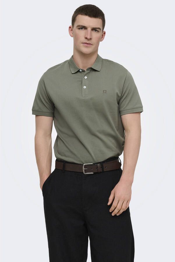 ONLY & SONS slim polo groen