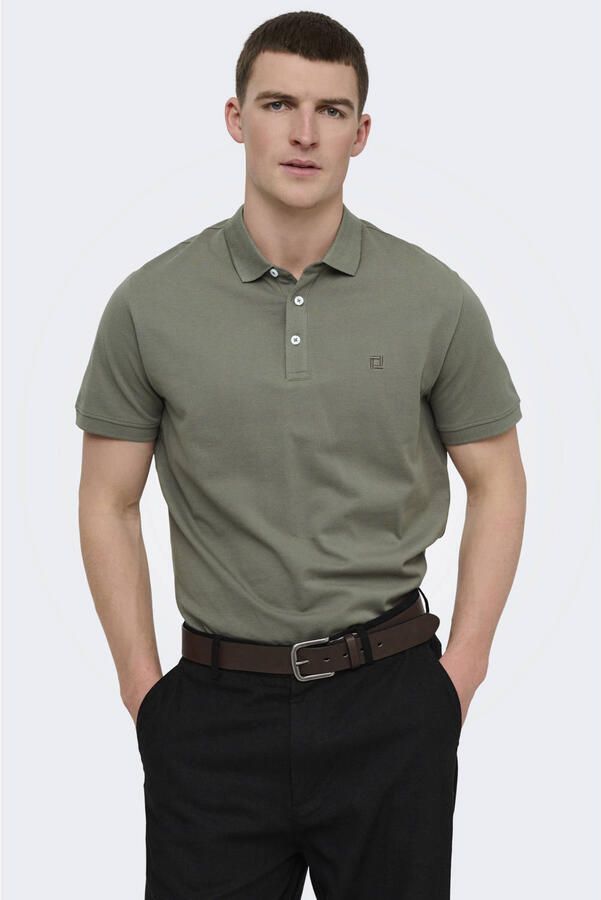 ONLY & SONS slim polo groen - Foto 3