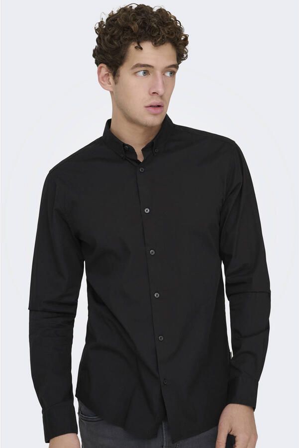 ONLY & SONS slim zakelijk overhemd zwart