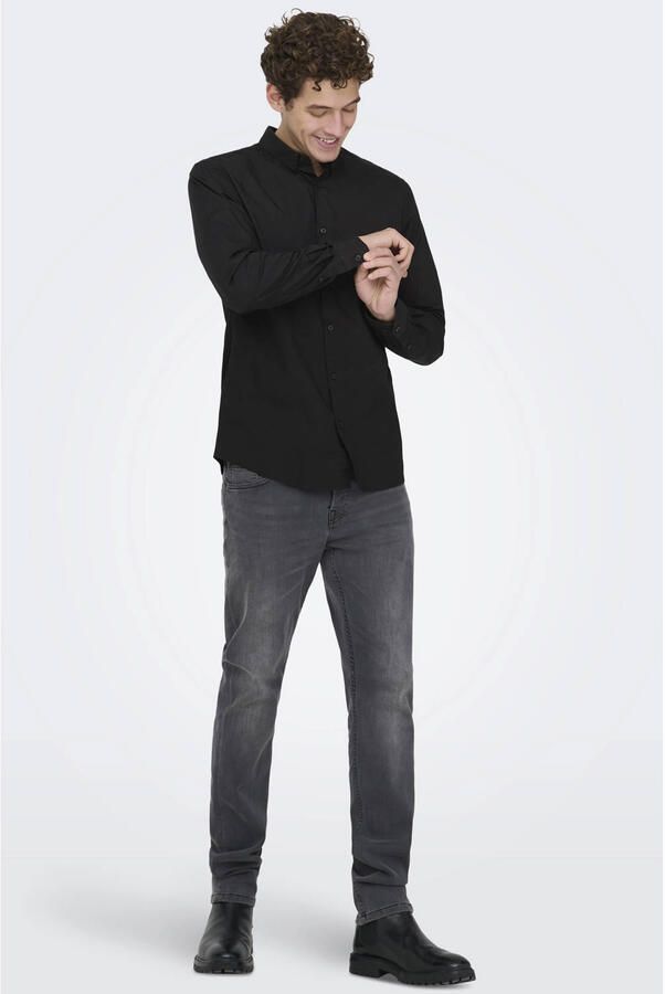 ONLY & SONS slim zakelijk overhemd zwart - Foto 3