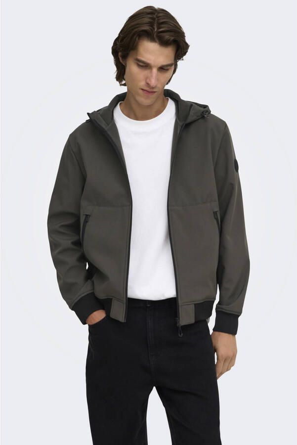 ONLY & SONS softshell jas donkergroen