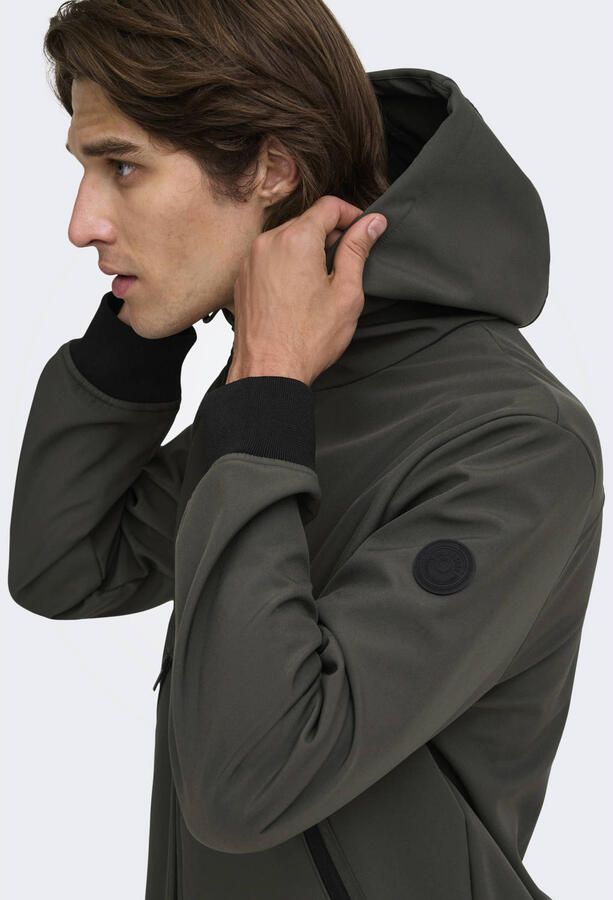 ONLY & SONS softshell jas donkergroen - Foto 2