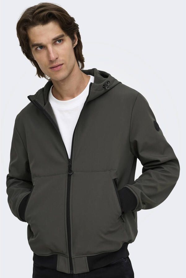 ONLY & SONS softshell jas donkergroen